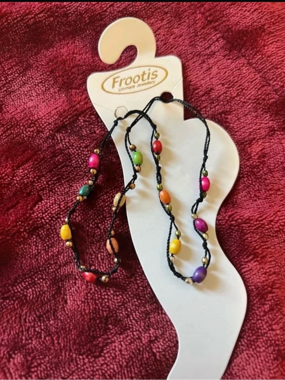 Multicolor Beaded Women's Anklet with Black Cord